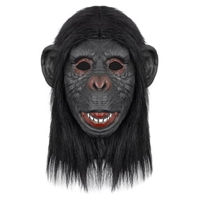 Realistic Gorilla Mask,Chimpanzee Mask,Full Head Ape Mask,Latex Gorilla Mask,Monky Mask, Furry Plush Monkey Mask for Halloween Party Carnival,Beast Mask