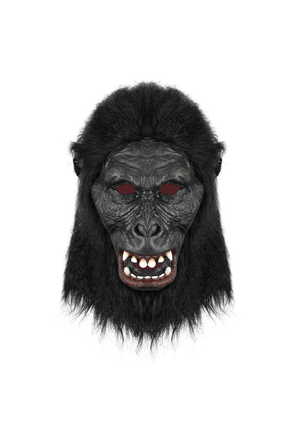 Realistic Gorilla Mask,Full Head Ape Mask,Opening Mouth Gorilla Mask,Latex Beast Mask, Furry Plush Monkey Mask for Halloween Party Carnival