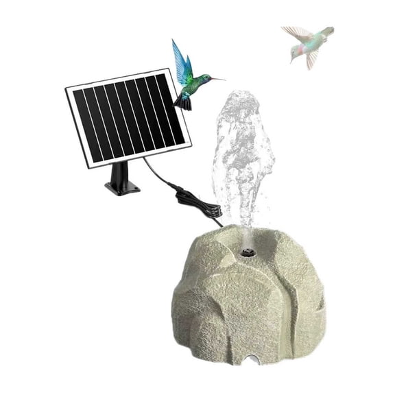 Realistic Granite Solar Bird Bath with Outdoor Water Pump Kit, Resin Bubbler for Garden Pond Decor, Solar Powered Water Circulation System for Patio Yard