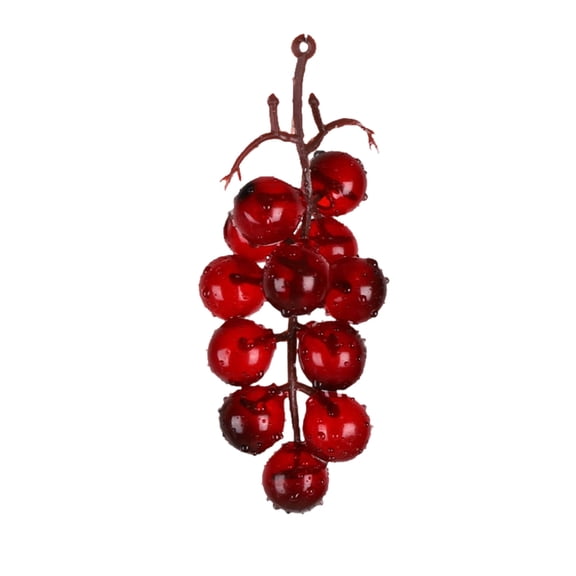 Realistic Grape Vine Cluster Desktop Fruit Ornament for Home Kitchen Centerpiece, 3.94 in, Red
