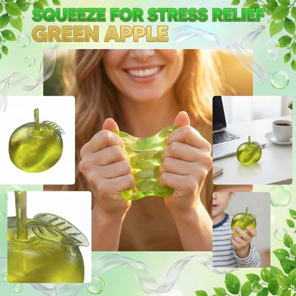 Realistic Green Apple Squishy Doll, Squishy Stress Relief Dolls, Super Soft Silicone Sensory Fidget Dolls, Hand Pinching Decompression Dolls, Slow Rising Stress Reliever