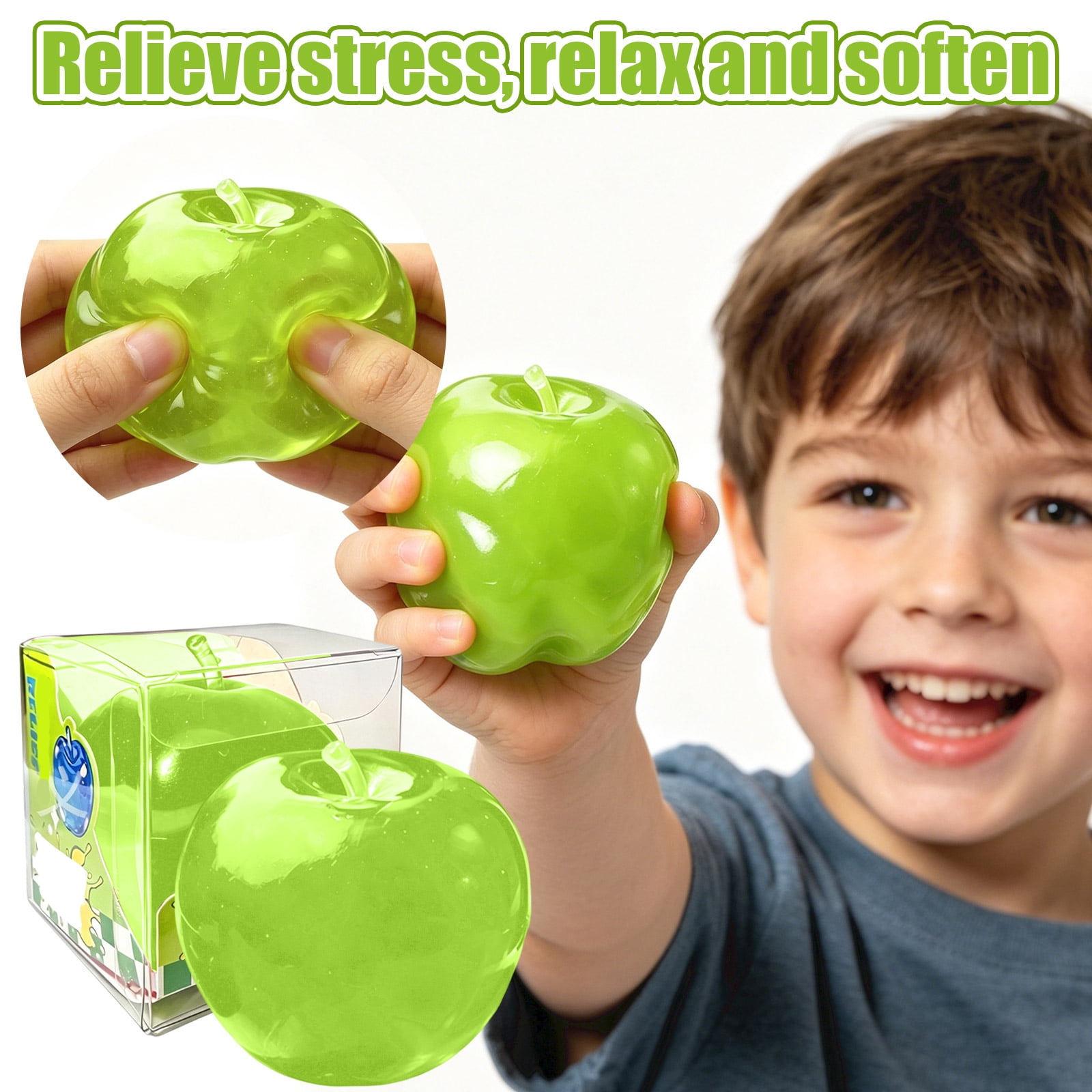 Realistic Green Apple Squishy Stress Ball,Sensory Toys, Fidget Toys,Soft Fruit-Shaped Squeeze Decompression Toys for Birthday Gifts & Party Favors,Classroom And Office Decor