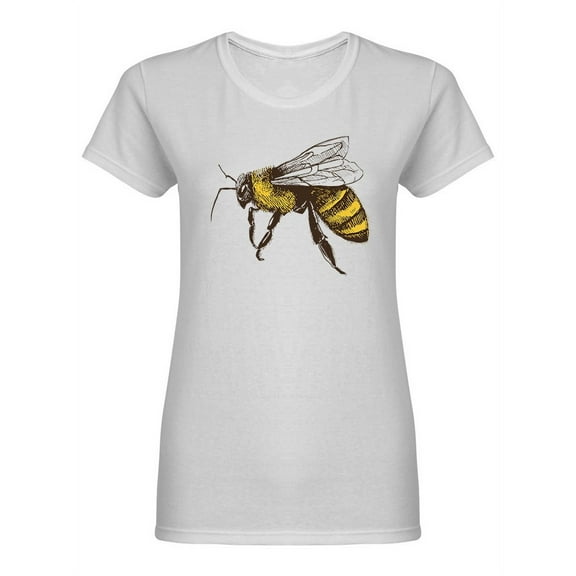 Realistic Hand Drawn Honeybee Shaped T-Shirt Women -Image by Shutterstock, Female Medium