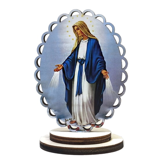 Realistic Hand Paint Mother Statue Wood Standing Iconsfor Spiritual Home Setting