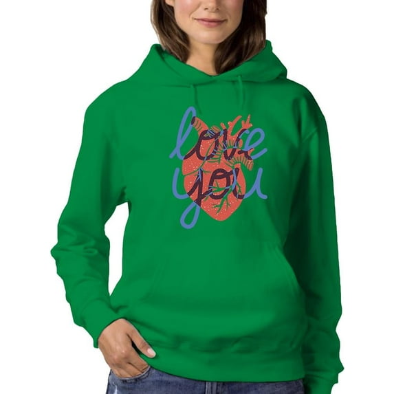 Realistic Heart Love You Hoodie Women -Image by Shutterstock, Female x-Large