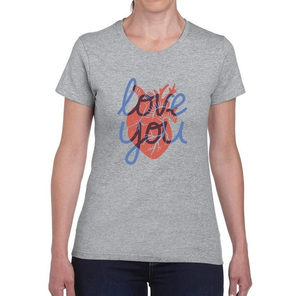 Realistic Heart Love You T-Shirt Women -Image by Shutterstock, Female Medium