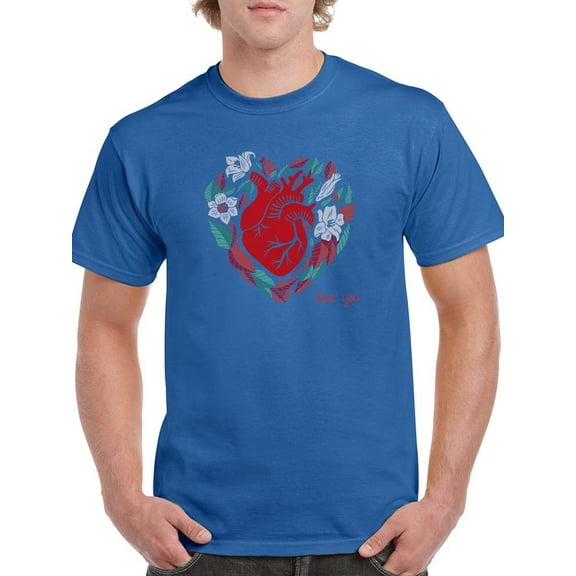 Realistic Heart W Flowers T-Shirt Men -Image by Shutterstock, Male Medium