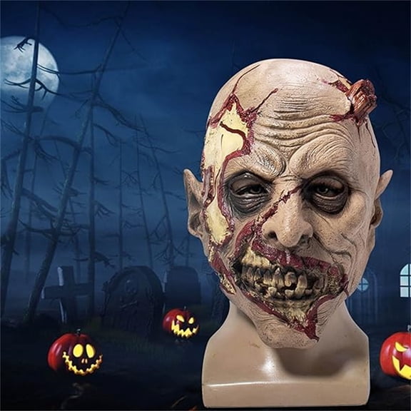 Realistic Horror Grinning Mask Devil Costume Prop For Halloween Party With Breathable Rubber Material