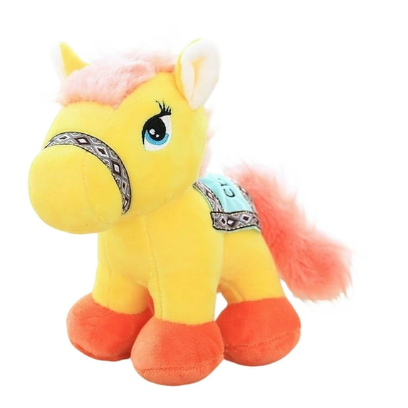 Realistic Horse Plush Toy – 9.8" Soft Cuddly Horse Stuffed Animal, Cute Farm Animal Plushie for Home Décor, Sofa & Bed Display, Birthday Gift, Valentine’s Day Present, Christmas Decoration (Yellow)
