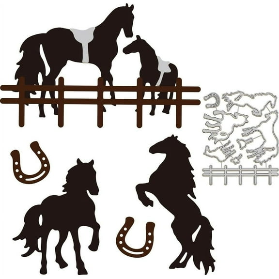 Realistic Horses Cutting Dies Animal Horse Die Cuts Different Horse Forms Metal Embossing Stencils Template for DIY Making