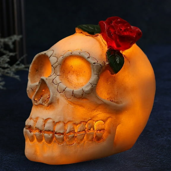 Realistic Human Adult Skull Head Bone Model, Halloween LED Skulls(White)