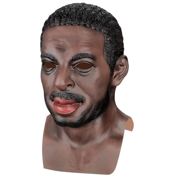 Realistic Human Face Latex Mask for Cosplay and Pranks Black 1pc