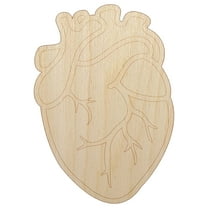 Realistic Human Heart Wood Shape Unfinished Piece Cutout Craft DIY Projects - 4.70 Inch Size - 1/8 Inch Thick