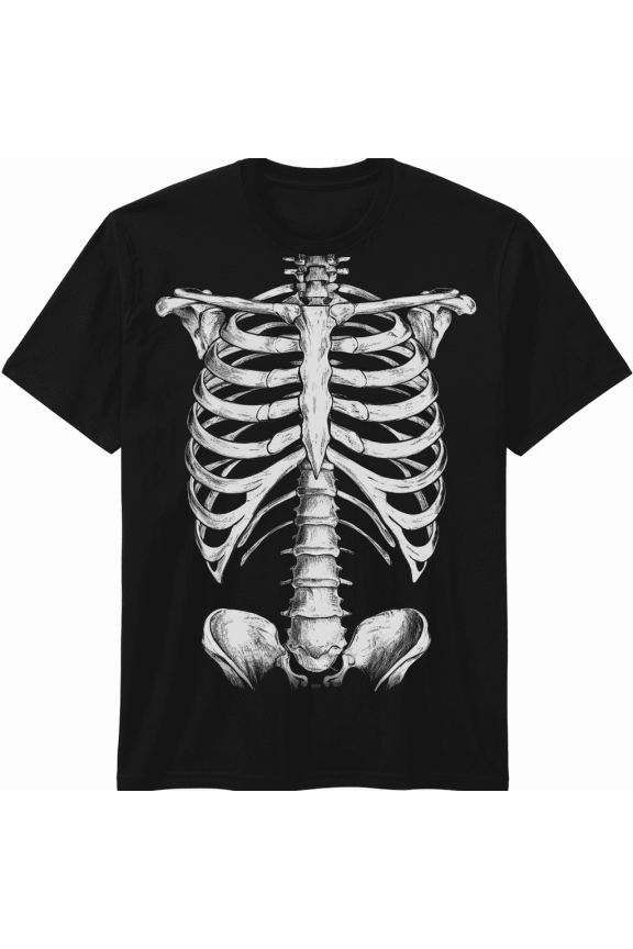 Realistic Human Skeleton Rib Cage Unisex Soft Casual Short Sleeve Tee Shirt