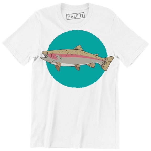 Realistic Illustration Of A Rainbow Fish Over A Teal Circular Background T-Shirt