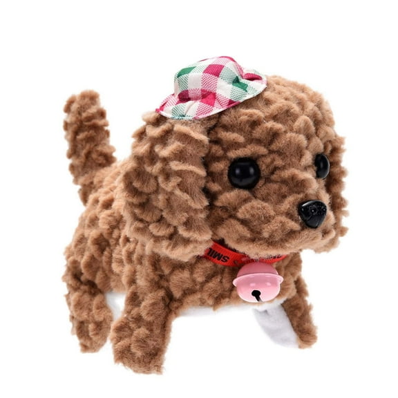 Realistic Interactive Puppy Toy Walking Barking Moving Dog With Hat Head Tail Wagging Lifelike Stuffed Animal For Kids
