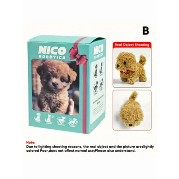 Realistic Interactive Robot Puppy, Electronic Companion Toy with Soft Fluffy Fur, 6-Inch Miniature Robotic Dog in Gift Box, Life-Like White Plush Pet for Adults and Collectors