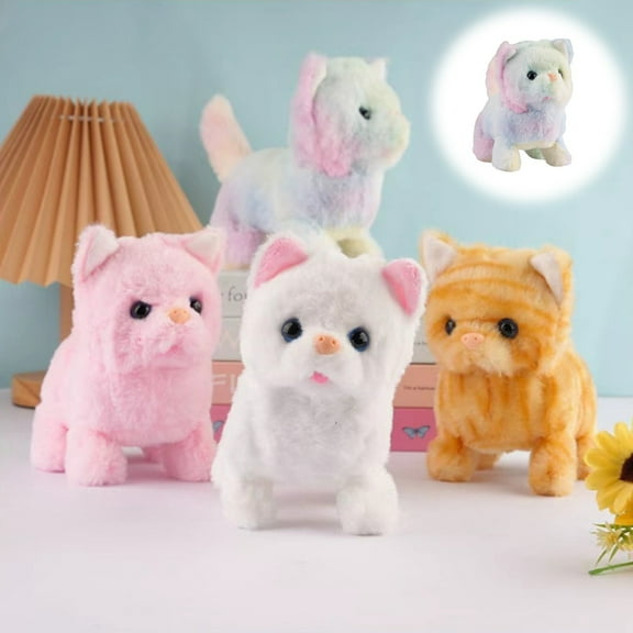 Realistic Interactive Robotic Cat Toy Electronic Pet Kitty That Walks Meows Moves Tail Super Cute Plush Robot Kitten Birthday Gift for Women Cat Lovers Easter Present Christmas Gift