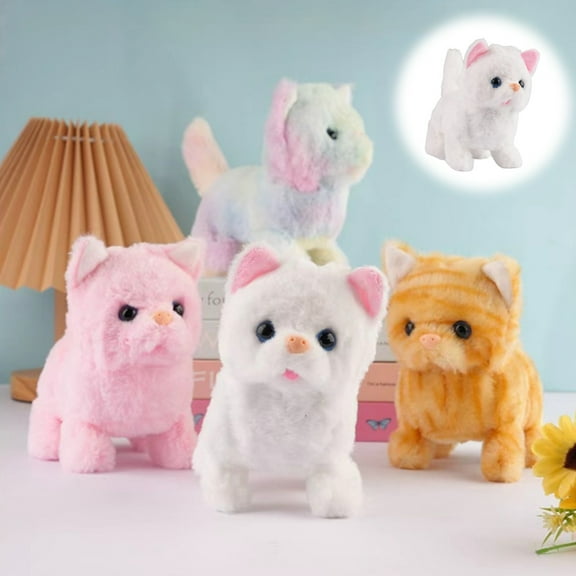 Realistic Interactive Robotic Cat Toy Electronic Pet Kitty That Walks Meows Moves Tail Super Cute Plush Robot Kitten Birthday Gift for Women Cat Lovers Easter Present Christmas Gift