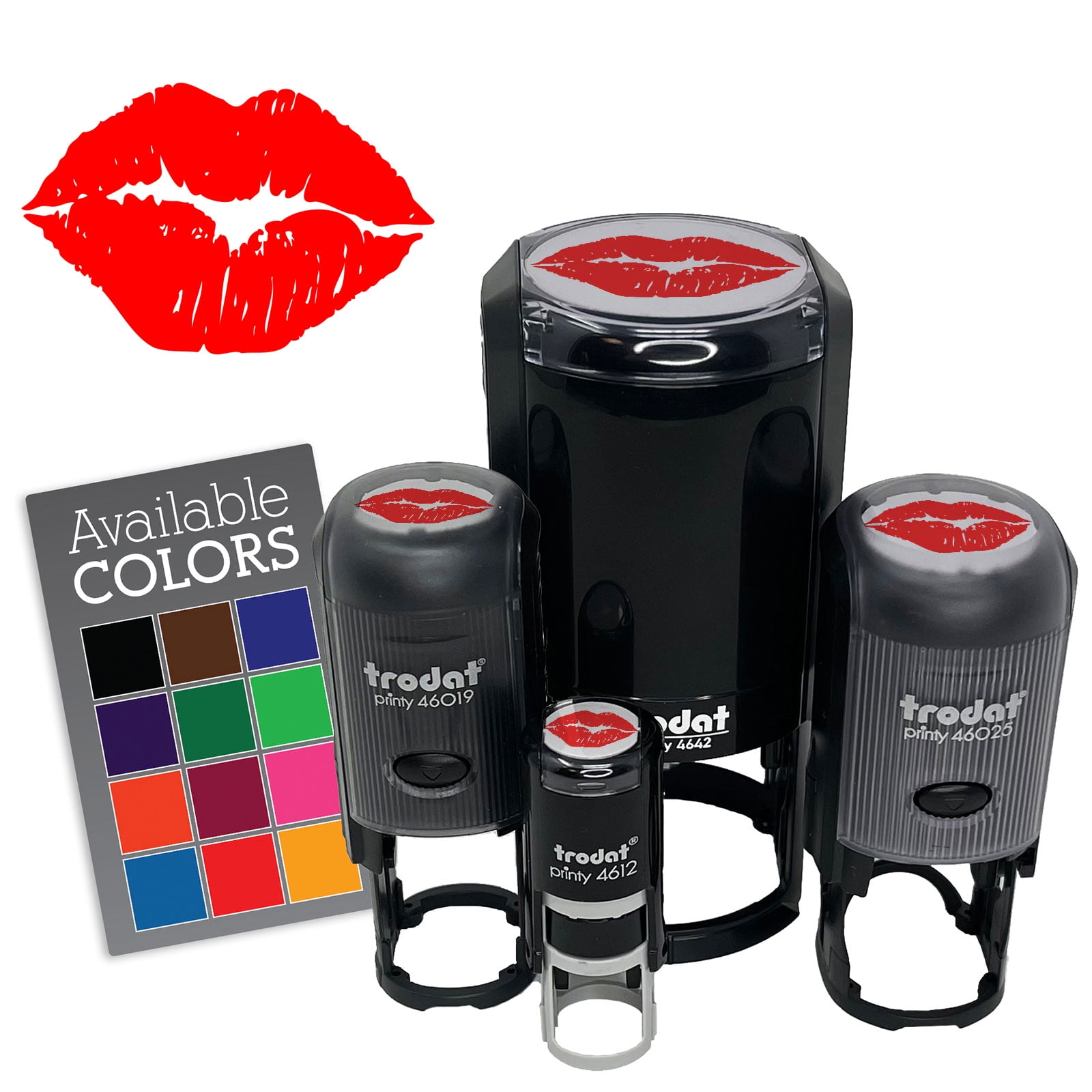 Realistic Juicy Lips Kiss Smooch Self-Inking Rubber Stamp Ink Stamper for Stamping Crafting Planners - Red Ink - Large 1-1/2 Inch