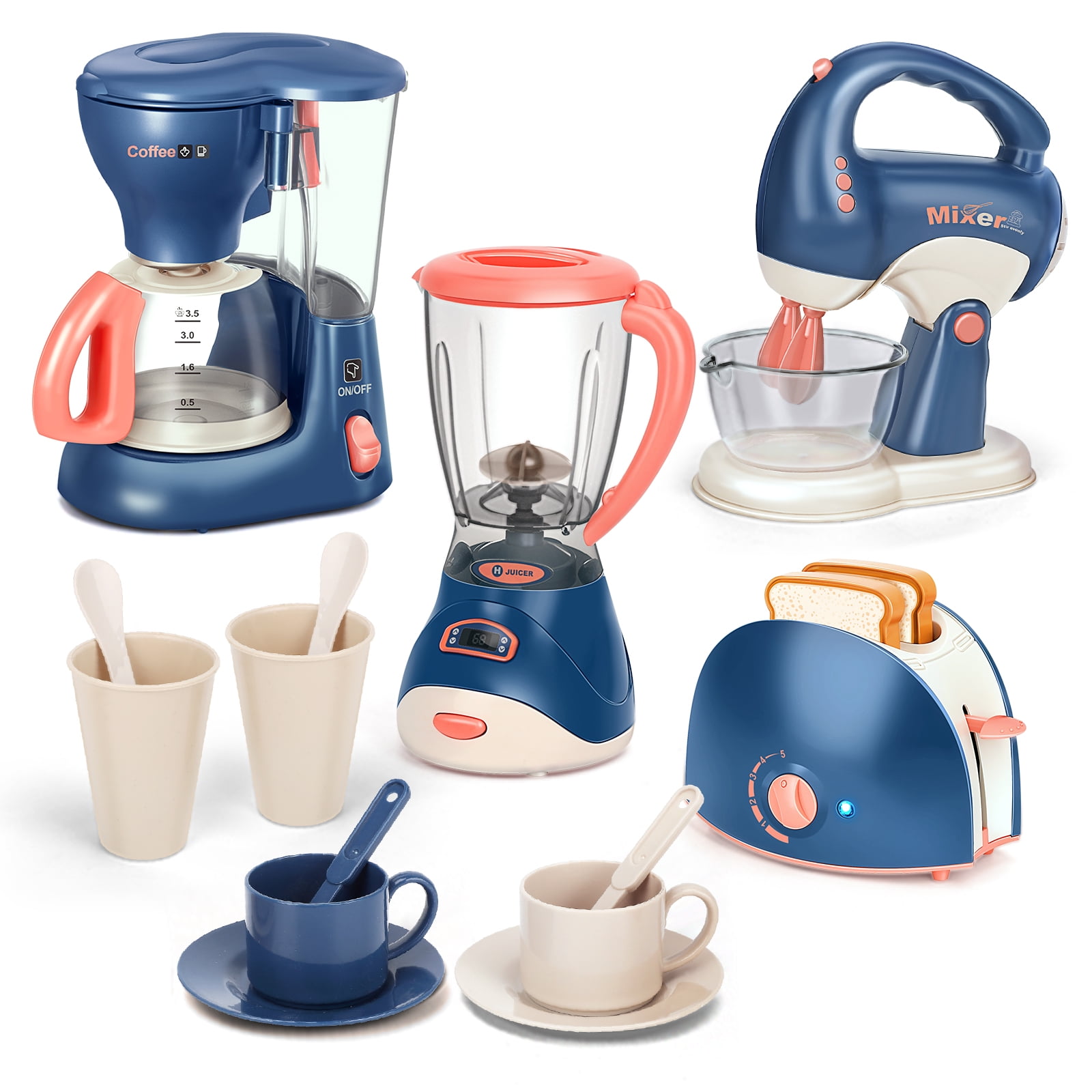 Realistic Kitchen Appliances Play Set Coffee Maker, Blender, Mixer