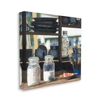 Realistic Kitchen Shelf Still Life Morning Painting Food & Beverage Gallery-Wrapped Canvas Print Wall Art, 17x17