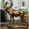 thumbnail image 1 of Realistic Large Bull Moose Statue In Gold Patina 11" W Rustic Elk Deer Accent, 1 of 9