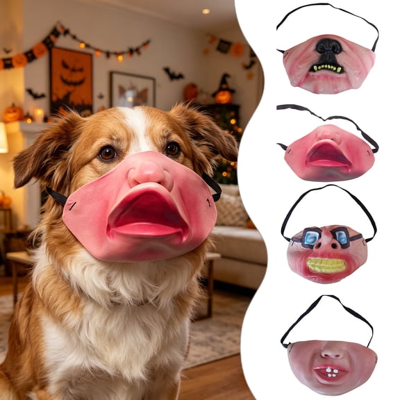 Realistic Latex Dog Mask 6.30"×5.12" Hilarious Pet Muzzle Costume for Small Medium Dogs Halloween Party Photo Dress Up Prop