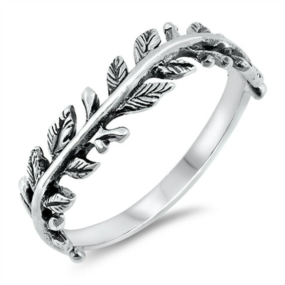 Realistic Laurel Leaf Vine Nature Ring .925 Sterling Silver Band Jewelry Female Male Unisex Size 5