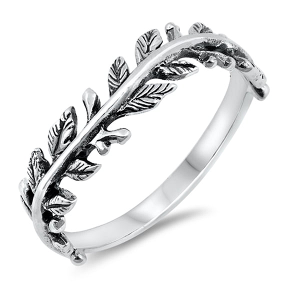 Realistic Laurel Leaf Vine Nature Ring .925 Sterling Silver Band Jewelry Female Male Unisex Size 9