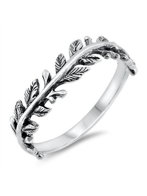 Realistic Laurel Leaf Vine Nature Ring .925 Sterling Silver Band Jewelry Female Male Unisex Size 9
