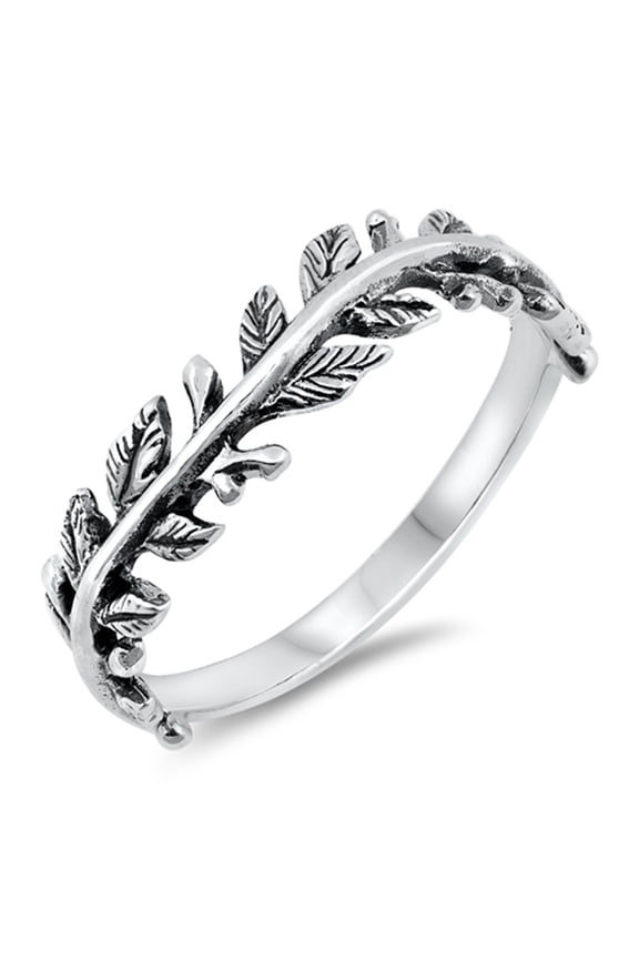 Realistic Laurel Leaf Vine Nature Ring .925 Sterling Silver Band Jewelry Female Male Unisex Size 9