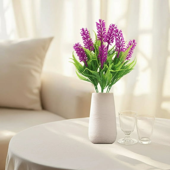 Realistic Lavender Artificial Flowers Bouquet 5 Stems Vibrant Hot Pink Outdoor UV Resistant Plastic Blooms for Garden Home Decor Year Round Beauty