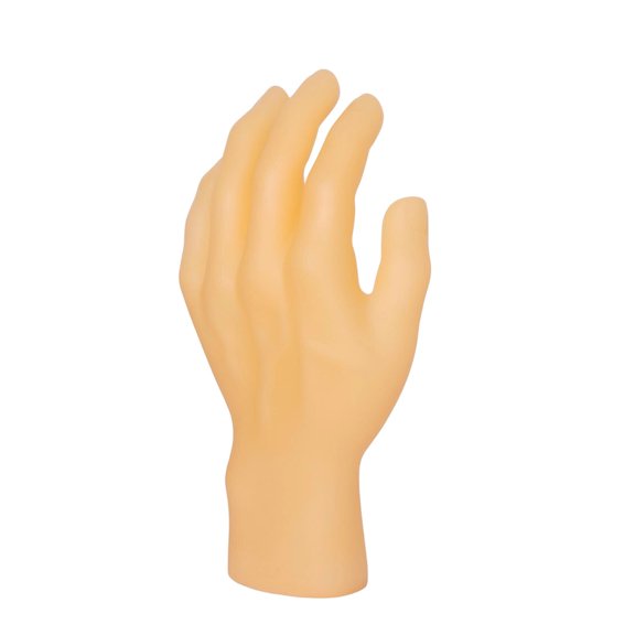 Realistic Left Hand Standing Display Prop, Soft PVC Fake Hand Figurine for Halloween Decor Jewelry Ring Glove Showcase Spooky Themed Party