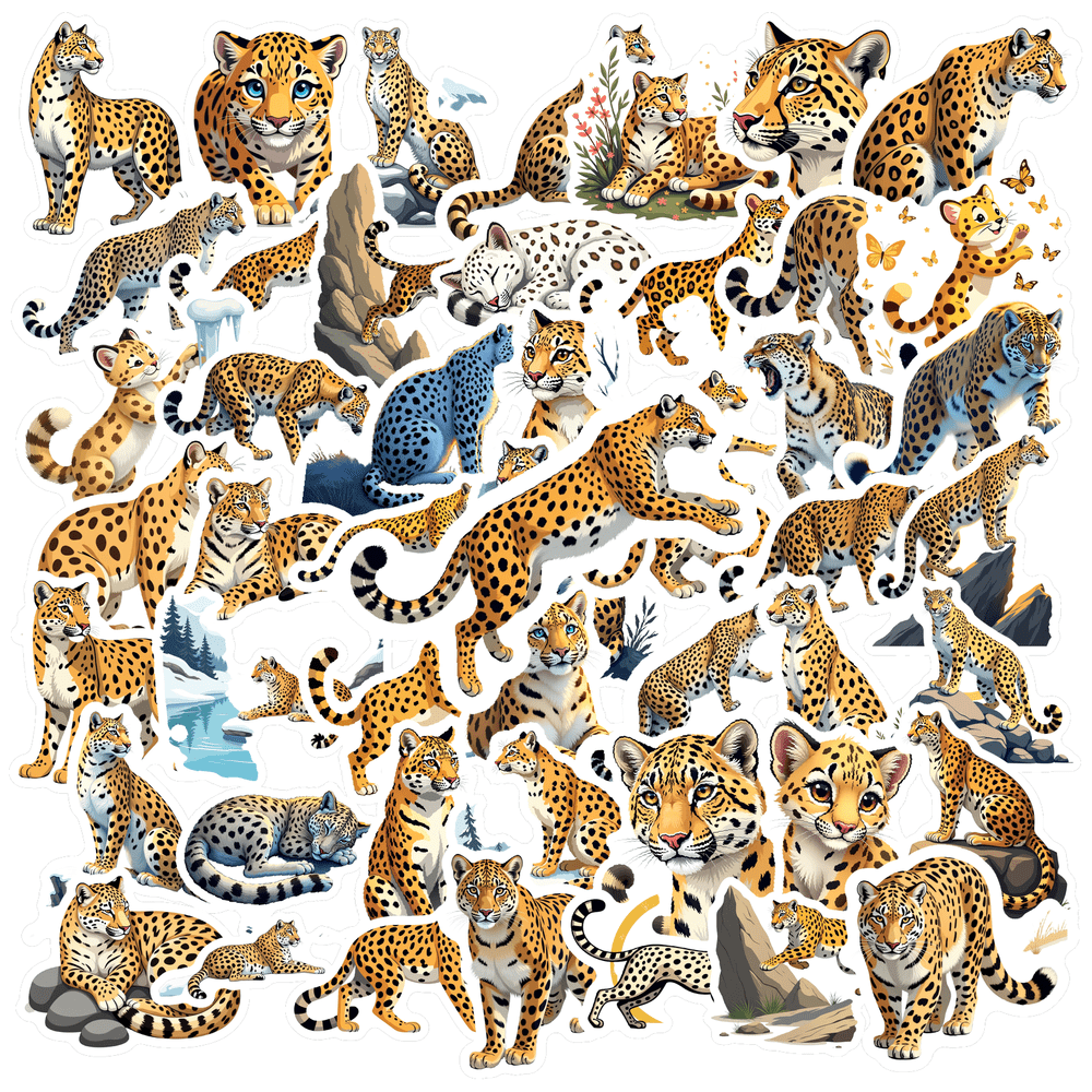 Realistic Leopard Theme Stickers, Waterproof Leopard Theme Sticker for ...