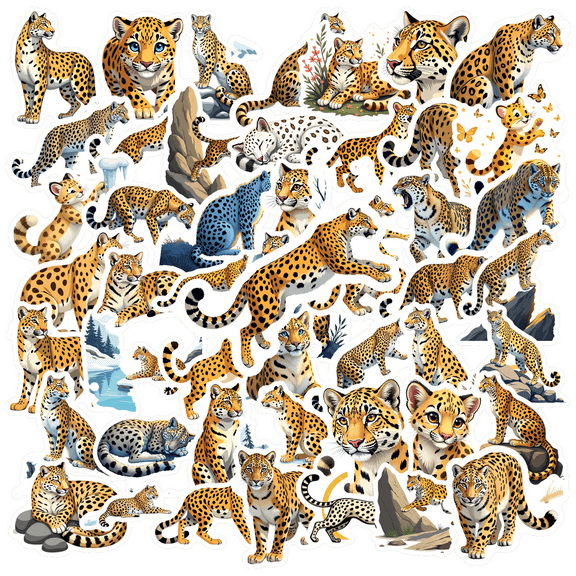 Realistic Leopard Theme Stickers, Waterproof Leopard Theme Sticker for Water Bottle Laptop Phone Cases Planner Skateboard Luggage Helmet Party Favor Decor, Ideal for Adults Teens Teacher Rewards