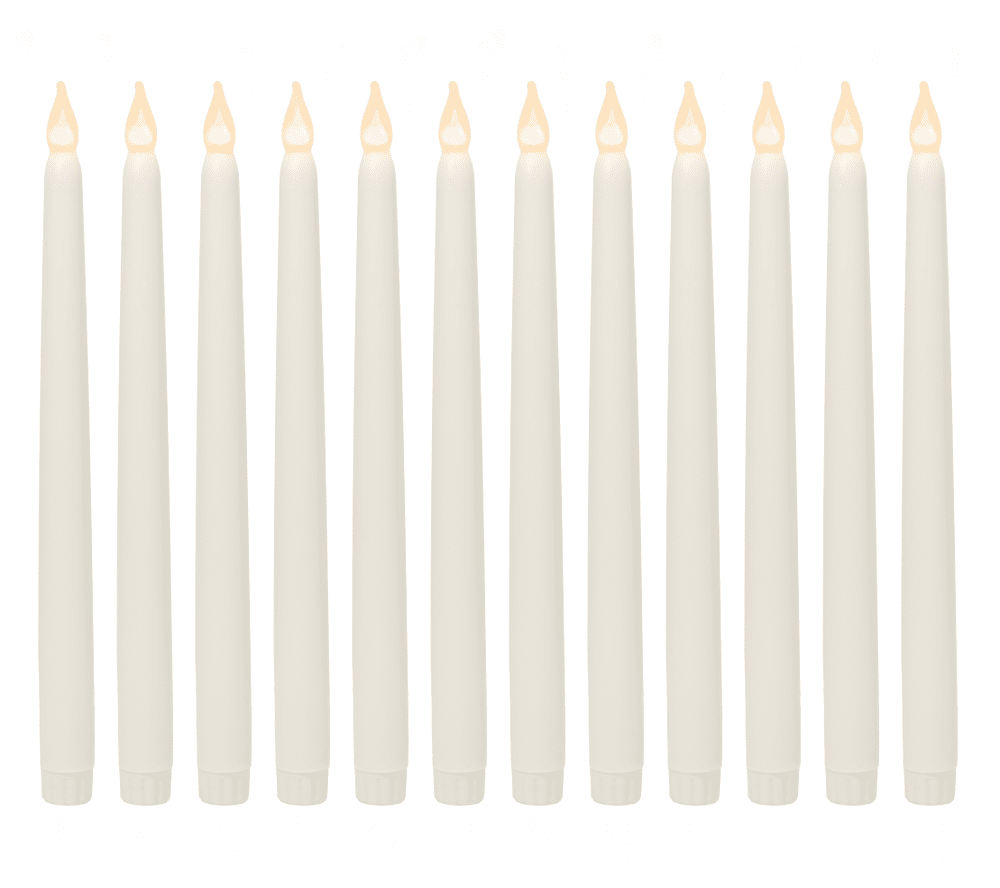 Realistic Looking Faux Wax Flameless Taper LED Candle 12 Pack 11"Inch Tall Ivory