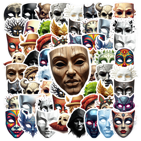 Realistic Mask Stickers, Waterproof Mask Sticker for Water Bottle Laptop Phone Cases Planner Skateboard Luggage Helmet Party Favor Decor, Ideal for Adults Teens Teacher Rewards