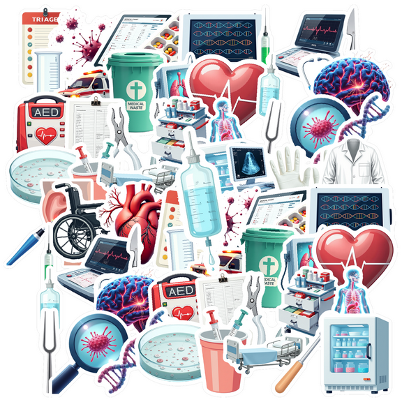 Realistic Medical Science Stickers, Waterproof Medical Science Sticker for Water Bottle Laptop Phone Cases Planner Skateboard Luggage Helmet Party Favor Decor, Ideal for Adults Teens Teacher Rewards