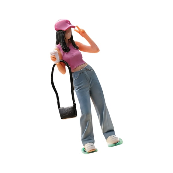 Realistic Milk Tea Girl Figure Model for Architectural Displays Dioramas Props 1:64 Scale Hand Painted Miniature Figure