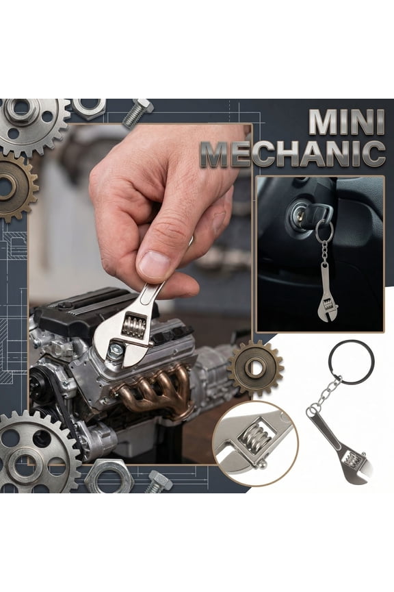 Realistic Mini Tool Keychain, Metal Adjustable Wrench Keyring, Car Enthusiast Gift, Creative Pocket Pendant