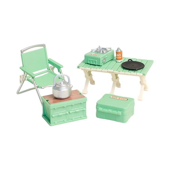 Realistic Miniature Camping Gear Collection with Foldable Chair And Table Furniture For Doll House Picnics Scene Decors