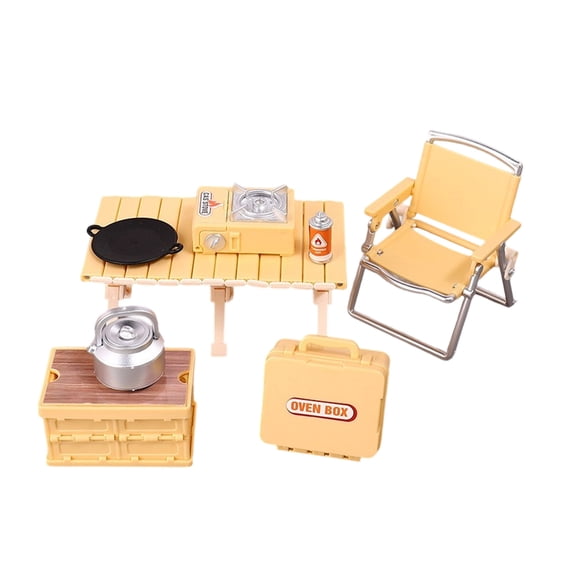 Realistic Miniature Camping Gear Collection with Foldable Chair And Table Furniture For Doll House Picnics Scene Decors