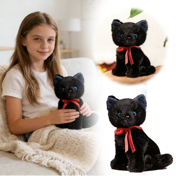 Realistic Miniature Lifelike Cute Cat Stuffed Animal Soft Huggable Pocket Companion Toy