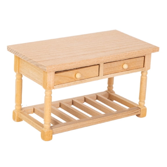 Realistic Miniature Table with Openable Drawer 1/12 Scale Furniture For Dollhouses Restaurant Scene Model Collection