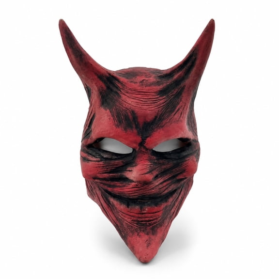 Realistic Monster Mask,Full Head Red Demon Mask,Creepy Red Devil Headgear for Halloween Haunted Houses Role-Play Party