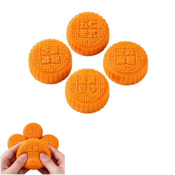 Realistic Mooncake Squishy, Flour-Filled Squeeze Fidget Toy for Stress Relief, Fun Office Decompression Sensory Toy, Random Styles