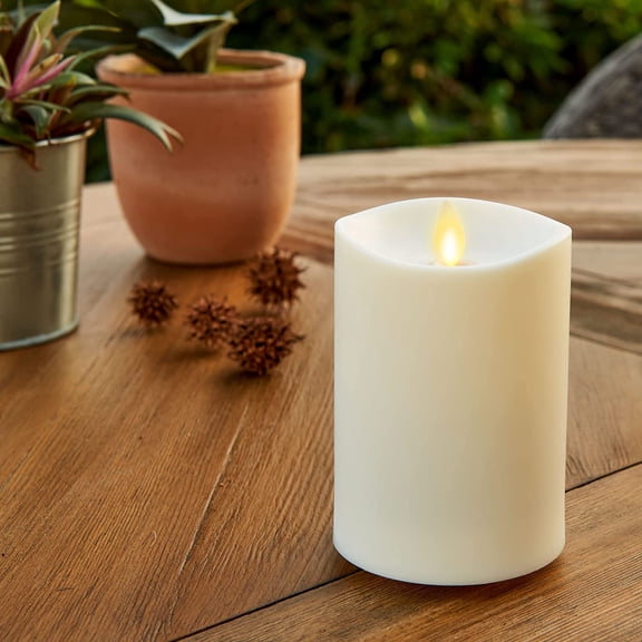 Realistic Moving Flame Outdoor Pillar Candle LED Battery Operated 3.25" x 5" Bestseling