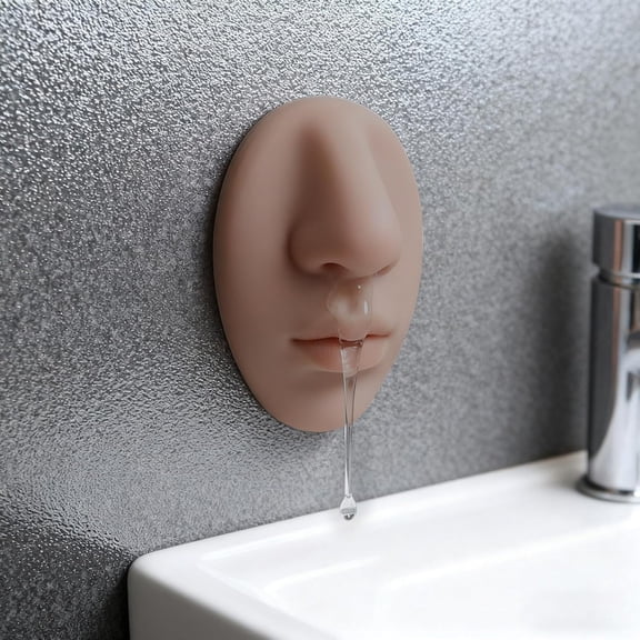 Realistic Nose Shape Wall-Mounted Soap Dispenser, Manual Soap Dispenser Kitchen Bathroom, Silicone Novelty Liquid Dispenser for Liquid Containers Shampoo Gel Chamber(Dark Skin)
