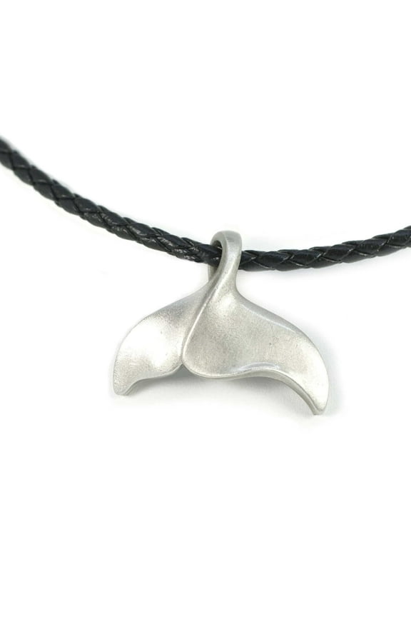 Realistic Ocean Theme Whale Tail Sea Life Pewter Pendant Necklace
